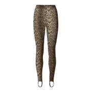 Lollys Laundry Leopardmönstrade leggings med elastisk midja Brown, Dam