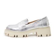 Cesare Gaspari Chunky Platform Loafers - Silver Gray, Dam