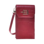 Baldinini Mobile phone holder in red quilted leather with monogram Pin...