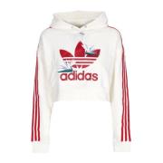 Adidas Cropped Hoodie med Elastisk Dragsko White, Dam