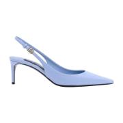 Dolce & Gabbana Blå Läderpumps Fyrkantig Tå Stiletto Blue, Dam