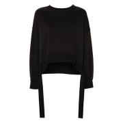 Dondup Långärmad Crewneck Sweatshirt med Sidslitsar Black, Dam