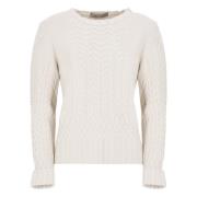 D.Exterior Ivory Ull Silk Crew Neck Sweater Beige, Dam