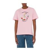 Moschino Rosa Tryckt T-shirt med Kort Ärm Pink, Dam