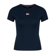 Tommy Jeans Räfflad Stretch T-shirt - Blå Rund Hals Blue, Herr