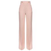 PINKO Dam Crepe Stretch Byxor med Guld Knappar Pink, Dam