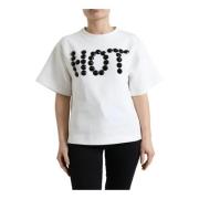 Dolce & Gabbana Vit Kristalldekorerad Stretch T-shirt White, Dam