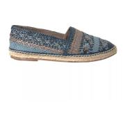 Dolce & Gabbana Blå Grå Läder Espadrillos Skor Blue, Herr