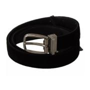 Dolce & Gabbana Lyxig Velvet Metal Buckle Bälte Black, Herr