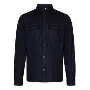 Boglioli Blå Ullblandning Overshirt Aw24 Blue, Herr