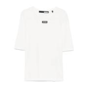 Rotate Birger Christensen Vit Jersey Logo Patch T-shirt White, Dam