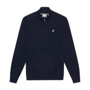 Lyle & Scott Cashmere Blend Zip Through Jumper Blue, Herr