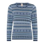 Skovhuus Blå Jaquard Pullover Tröja Blue, Dam