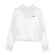 Fila Vit Cropped Hoodie med Dragsko White, Dam