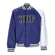 HUF Quiltad Satinbasebolljacka i Marinblå Blue, Herr