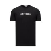 Moncler Svart Rubberized Logo T-Shirt Crew Neck Black, Herr