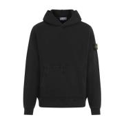 Stone Island Svart Bomull Huva Tröja Aw24 Black, Herr