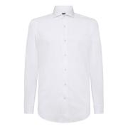 Boggi Milano Slim Fit Stretch Bomull och Nylon Skjorta White, Herr