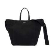 Jil Sander Canvas Utility Tote Bag med läderdetaljer Black, Dam