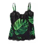 Dolce & Gabbana Silke Philodendron Print Camisole Underkläder Black, D...