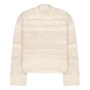 Laneus Jacquard Crewneck Sweater Beige, Dam