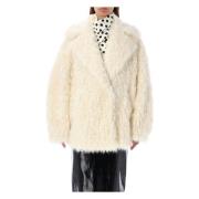 Msgm Eko-Päls Revers Ytterkläder Off White Beige, Dam