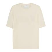 Laneus Mjölk T-shirt med palmtryckt logotyp Beige, Dam