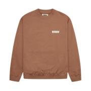 Woodbird Sweatshirt med logotyptryck Brown, Herr