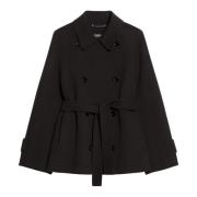 Max Mara Kort ull trenchcoat Black, Dam