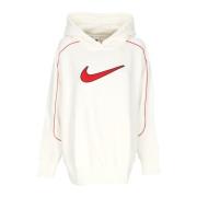 Nike Oversize Swoosh Hoodie Röd White, Dam