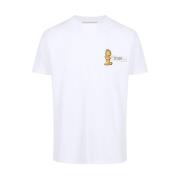 Iceberg Smal passform vit T-shirt i stretchjersey med Garfield-tryck o...