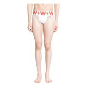 Walter Van Beirendonck Vit Fishnet Briefs med Logo Midjeband White, He...