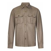 Boglioli Beige Ullblandad Overshirt Aw24 Beige, Herr