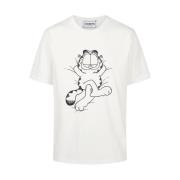 Iceberg Vit bomull jersey T-shirt med Lazy Garfield tryck White, Herr