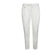 Paolo Pecora Bomull Dragsko Slim-Fit Byxor White, Herr