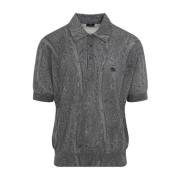 Etro Silke Kashmir Stickad Polo Skjorta Gray, Herr