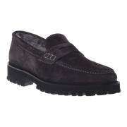 Baldinini Loafers in dark grey suede leather Gray, Herr