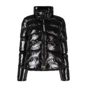 Pinko Svart Vadderad High-Shine Kappa Black, Dam