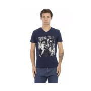 Trussardi Stiligt V-ringad T-shirt i Blå Blue, Herr