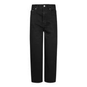 Ganni Starry Straight Denim Jeans Black, Dam