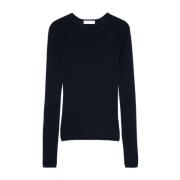 Majestic Filatures Navy Blue Merino Wool Sweater Blue, Dam