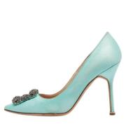 Manolo Blahnik Pre-owned Pre-owned Satin klackskor Blue, Dam