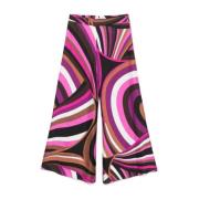 Emilio Pucci Fuchsia Logo Print Wide Leg Trousers Multicolor, Dam