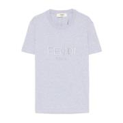 Fendi Bomull T-shirt med logotyp Gray, Dam