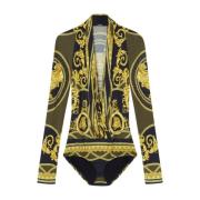 Versace Barockmönster Print Cowl Neck Top Multicolor, Dam