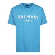 Balmain Blå Stilren T-shirt för Män Blue, Herr