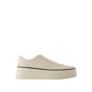 Jil Sander Vita Läder Låga Sneakers Beige, Herr