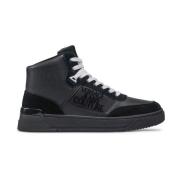 Versace Jeans Couture Svarta läderhöga sneakers Black, Herr