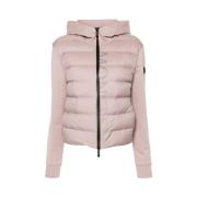 Moncler Rosa huva vadderad jacka med logotyptryck Pink, Dam