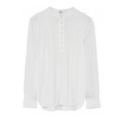 Gustav Vit Blus med Smock Manschetter White, Dam